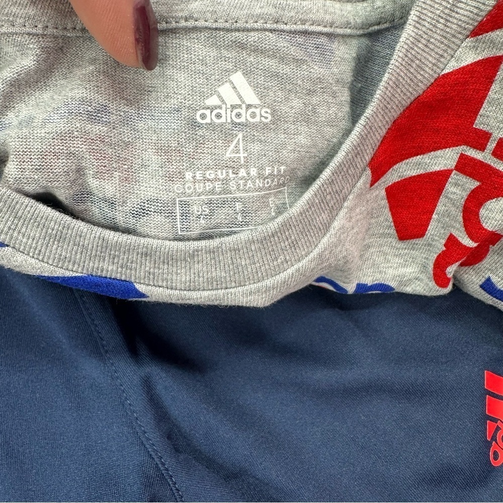 NWT adidas 2pc shorts set red blue sz kids 4 sportswear streetwear sporty - Picture 9 of 9